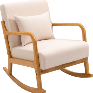 Nordlys Furniture gyngestol Diana i beige, FSC-gummitræ, H80ÃB64ÃD88 cm, skandinavisk design